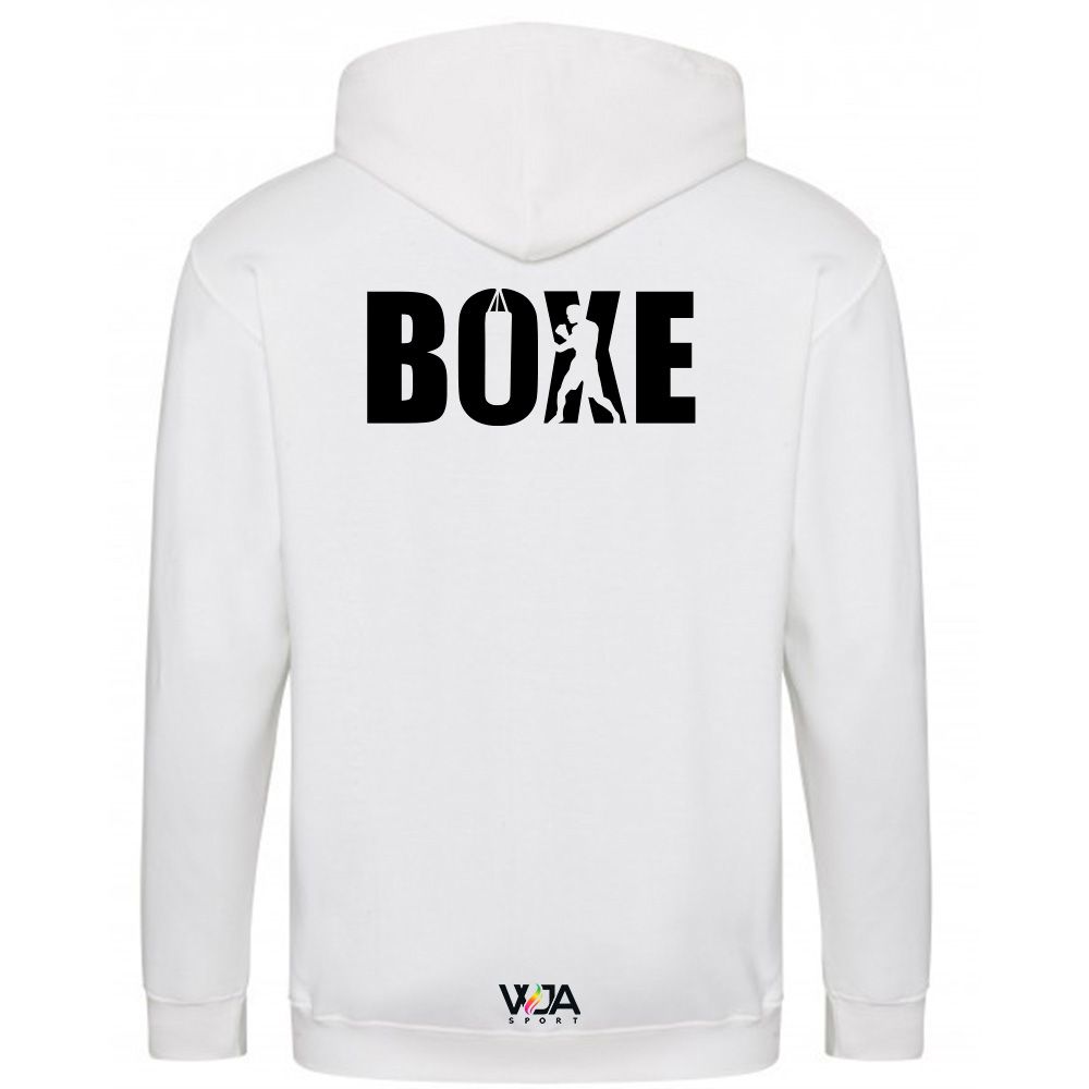 Sweatshirt Capuche Blanc Enfant Boxe Dos haut 