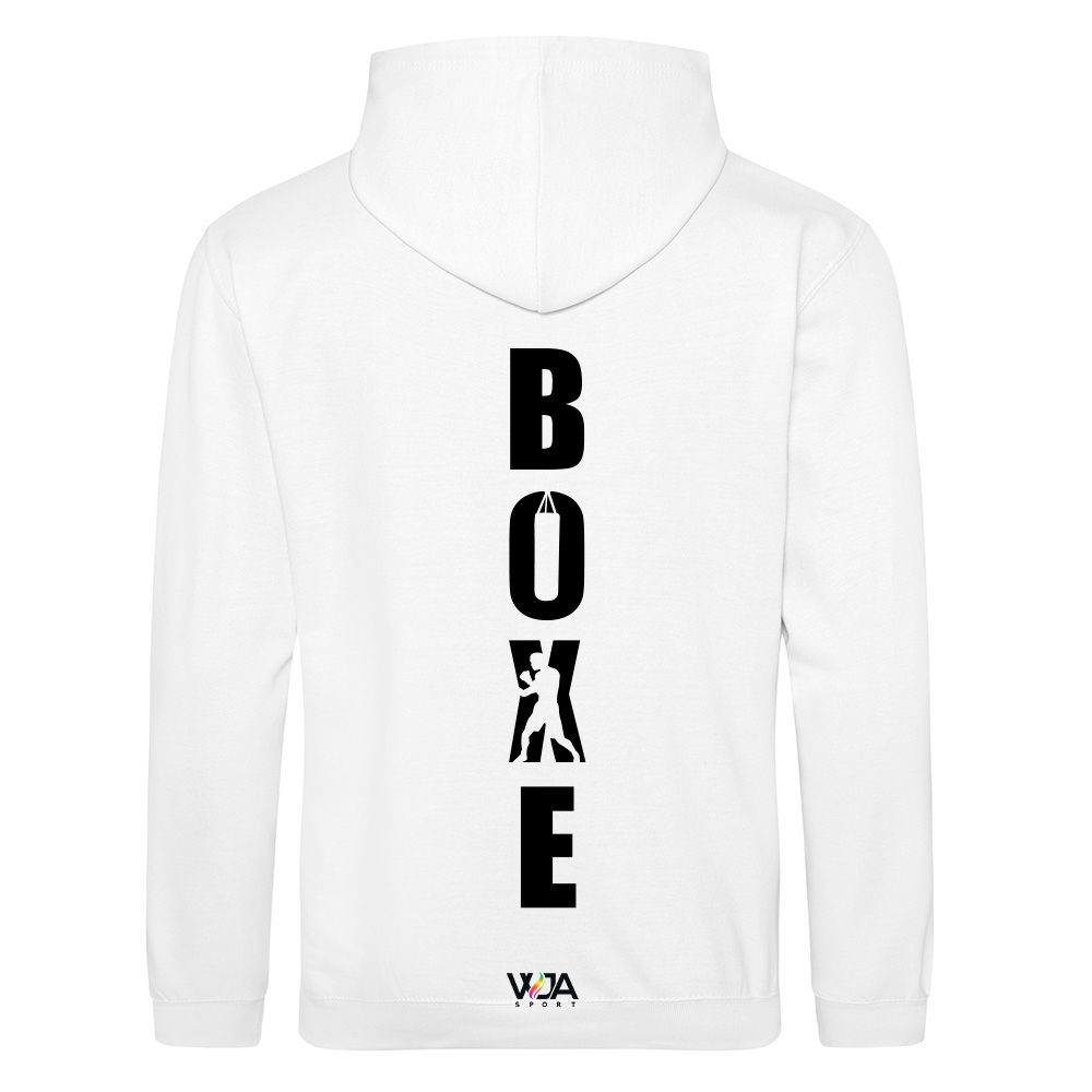 Sweatshirt Capuche Blanc Enfant Vertical Dos noir