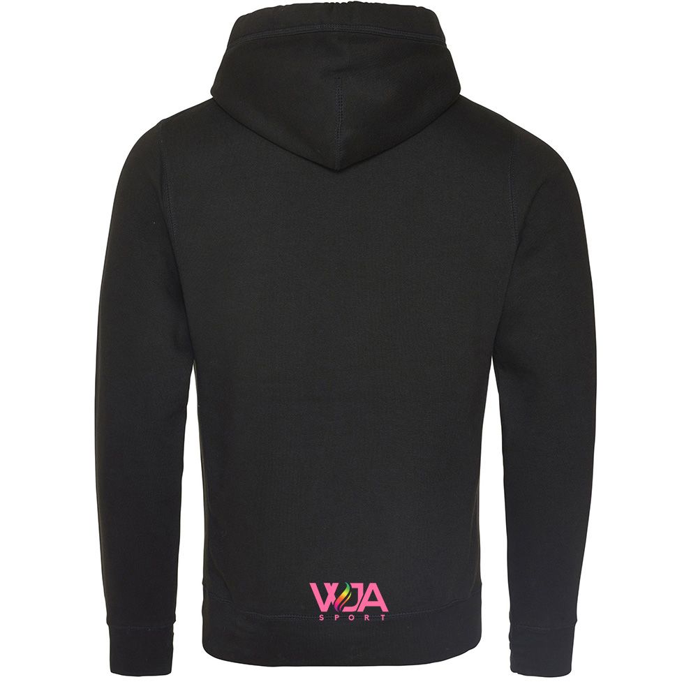 WJA - Sweat Capuche Brodé Noir Boxe Cœur Rose