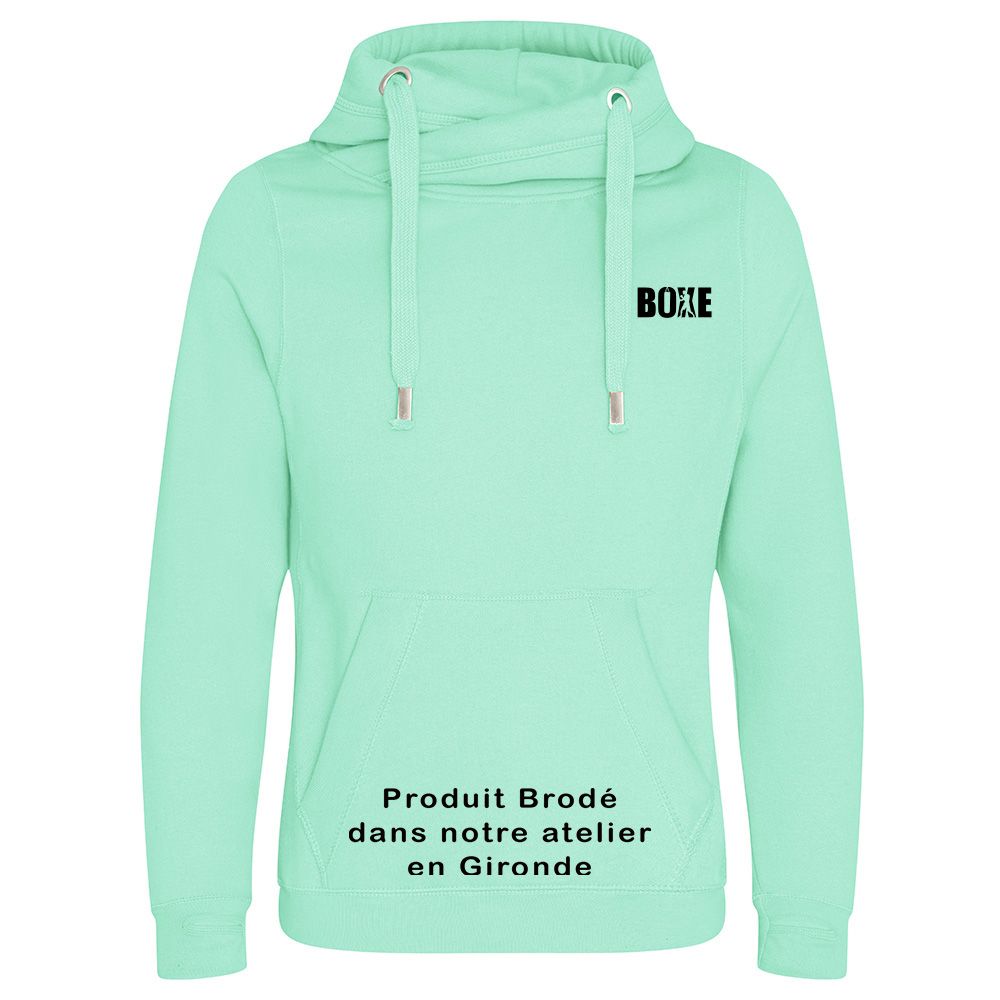 Sweat Capuche Brodé Peppermint Boxe Cœur Noir