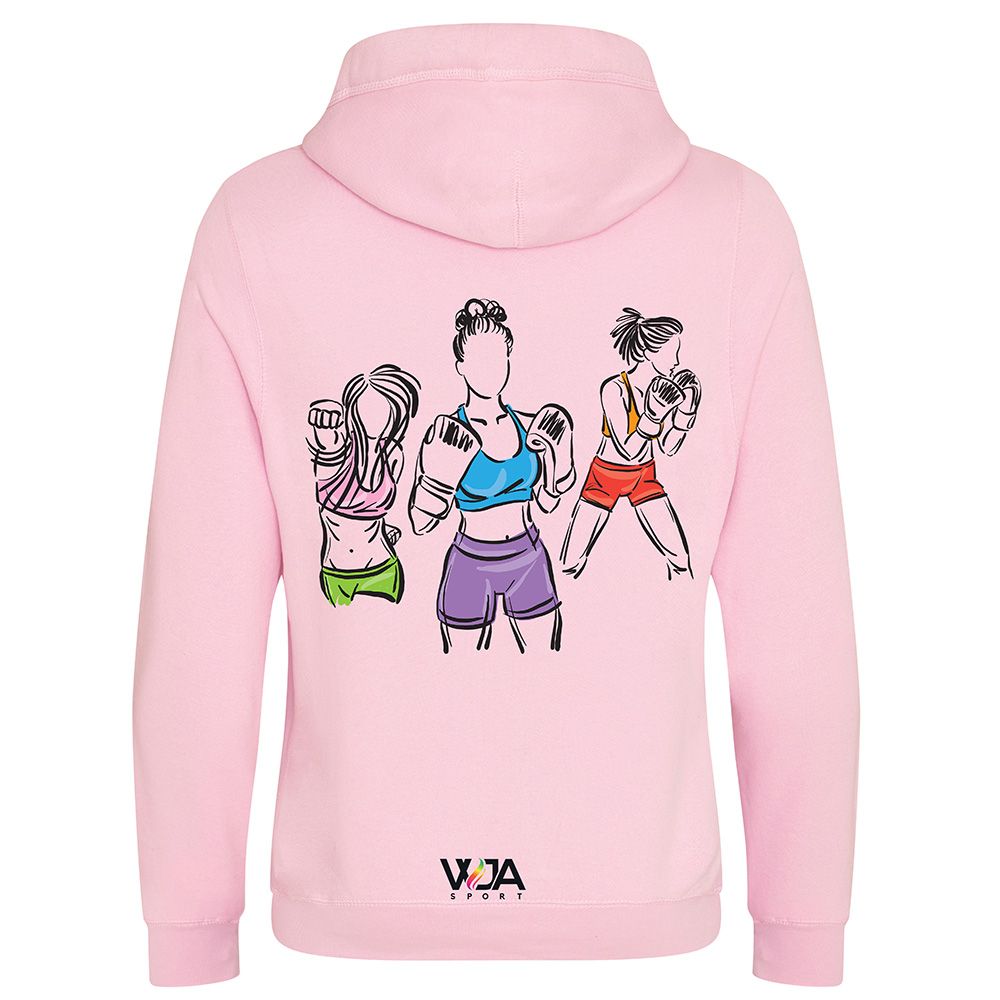 Sweatshirt Capuche Rose Unisexe Boxe Dos Dessin